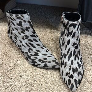 Sam Edelman Black and White Animal Print Ankle Boots